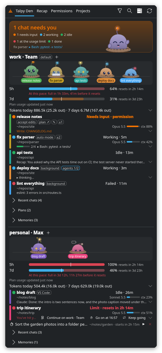 The same popup in a dark theme